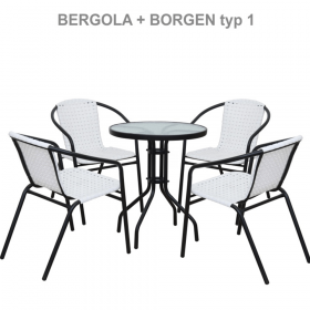 Masa gradina, otel negru/sticla securizata, diametru 60 cm, BORGEN TYP 1