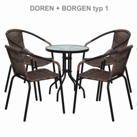 Masa gradina, otel negru/sticla securizata, diametru 60 cm, BORGEN TYP 1