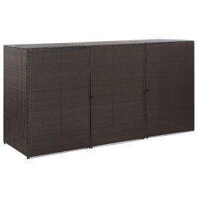 Magazie de pubele tripla, maro, 229 x 78 x 120 cm, poliratan
