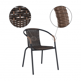 Scaun stivuibil, rachita sintetica maro/metal negru, DOREN