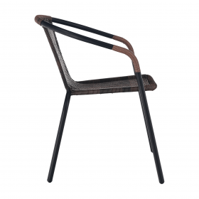 Scaun stivuibil, rachita sintetica maro/metal negru, DOREN