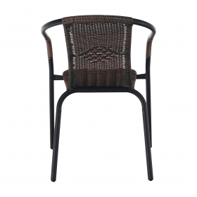 Scaun stivuibil, rachita sintetica maro/metal negru, DOREN