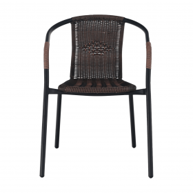 Scaun stivuibil, rachita sintetica maro/metal negru, DOREN