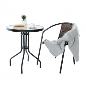 Scaun stivuibil, rachita sintetica maro/metal negru, DOREN