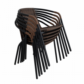 Scaun stivuibil, rachita sintetica maro/metal negru, DOREN