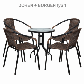 Scaun stivuibil, rachita sintetica maro/metal negru, DOREN