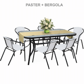 Masa dining, sticla securizata/otel, 150x90 cm, PASTER