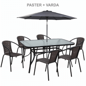Masa dining, sticla securizata/otel, 150x90 cm, PASTER