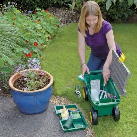 Draper Tools Carucior de unelte gradina si scaun verde 56x27