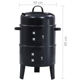 Gratar pe carbuni cu afumatoare 3-in-1