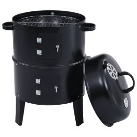 Gratar pe carbuni cu afumatoare 3-in-1