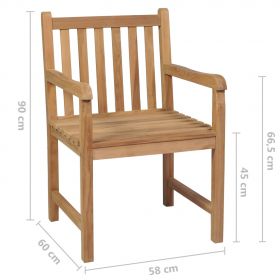 Scaune gradina perne rosu model carouri, 2 buc., lemn masiv tec
