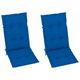 Scaune gradina cu perne albastru regal, 2 buc., lemn masiv tec
