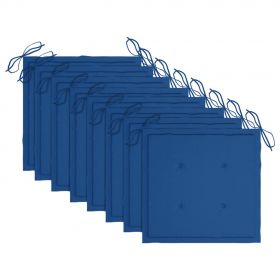 Scaune gradina cu perne albastru regal, 8 buc., lemn masiv tec