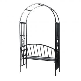 Pergola de trandafiri pentru gradina cu bancheta