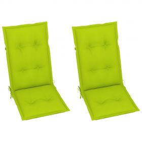 Scaune gradina cu perne verde aprins, 2 buc., lemn masiv tec
