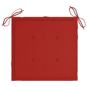 Scaune gradina cu perne rosii, 2 buc., lemn masiv tec