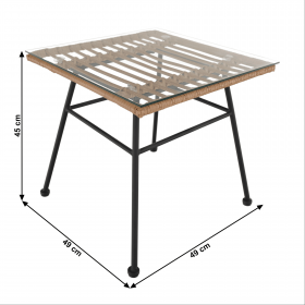 Set de gradina din 5 piese din ratan, banda neagra / naturala / bej / alb-negru, VASAL