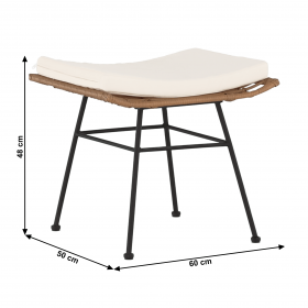 Set de gradina din 5 piese din ratan, banda neagra / naturala / bej / alb-negru, VASAL