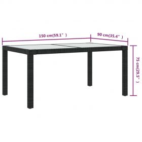 Masa de gradina maro 90x90x75 cm sticla securizata si poliratan