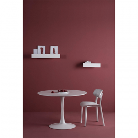 Masa dining, runda, alb mat, diametru 80 cm, REVENTON