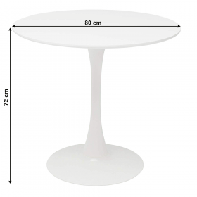 Masa dining, runda, alb mat, diametru 80 cm, REVENTON