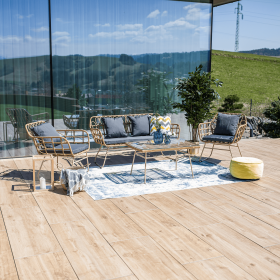 Set de gradina din 4 piese din ratan, natural / gri, TAJRO
