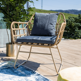 Set de gradina din 4 piese din ratan, natural / gri, TAJRO