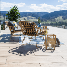 Set de gradina din 4 piese din ratan, natural / gri, TAJRO