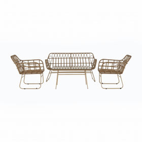 Set de gradina din 4 piese din ratan, natural / gri, TAJRO