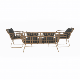 Set de gradina din 4 piese din ratan, natural / gri, TAJRO