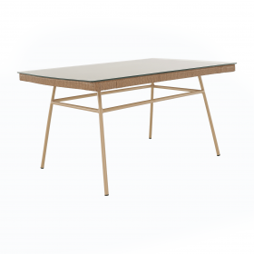 Set de gradina din 4 piese din ratan, natural / gri, TAJRO