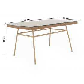Set de gradina din 4 piese din ratan, natural / gri, TAJRO