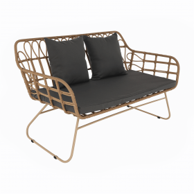 Set de gradina din 4 piese din ratan, natural / gri, TAJRO