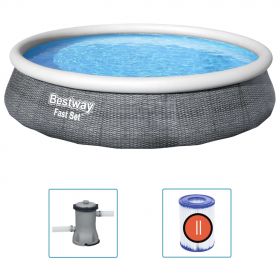 Bestway Set piscina gonflabila Fast Set, cu pompa, 396 x 84 cm