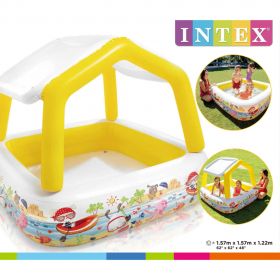 Intex Piscina gonflabila cu umbrar, 157 x 157 x 122 cm