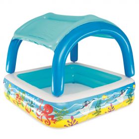 Bestway Piscina de joaca & baldachin, albastru, 140x140x114 cm, 52192
