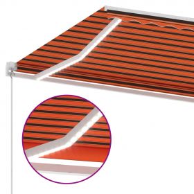 Copertina retractabila manual, LED, portocaliu/maro, 600 x 300 cm