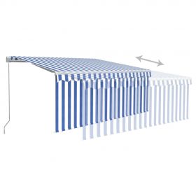 Copertina retractabila manual cu stor, albastru/alb, 3,5 x 2,5 m