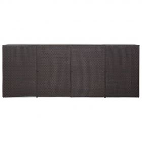 Magazie de pubele cvadrupla, maro, 305 x 78 x 120 cm, poliratan