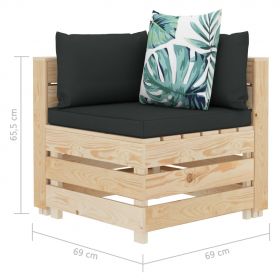 Canapea gradina din paleti cu 3 locuri, perne inflorate, lemn , multicolor