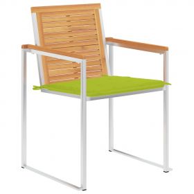 Scaune gradina cu perne, 2 buc., lemn masiv tec si otel, verde