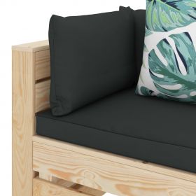 Canapea gradina din paleti cu 3 locuri, perne inflorate, lemn , multicolor