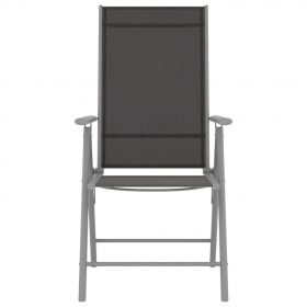 Scaune de gradina pliante, 8 buc., textilena, negru