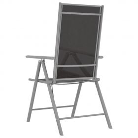 Scaune de gradina pliante, 8 buc., textilena, negru