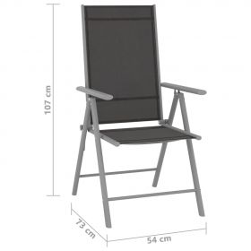 Scaune de gradina pliante, 8 buc., textilena, negru