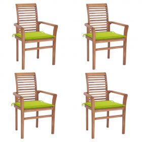 Scaune bucatarie cu perne verde aprins, 4 buc., lemn masiv tec, verde