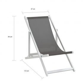 Scaune pliante de plaja, 2 buc., gri, aluminiu si textilena