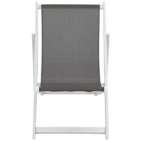 Scaune pliante de plaja, 2 buc., gri, aluminiu si textilena