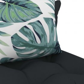 Canapea gradina din paleti, mijloc, perne antracit/floral, lemn